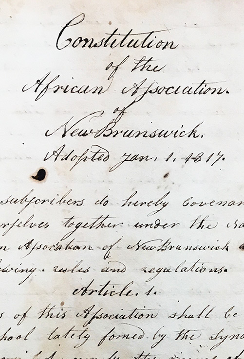 Constitution of the African Association of New Brunswick 1817